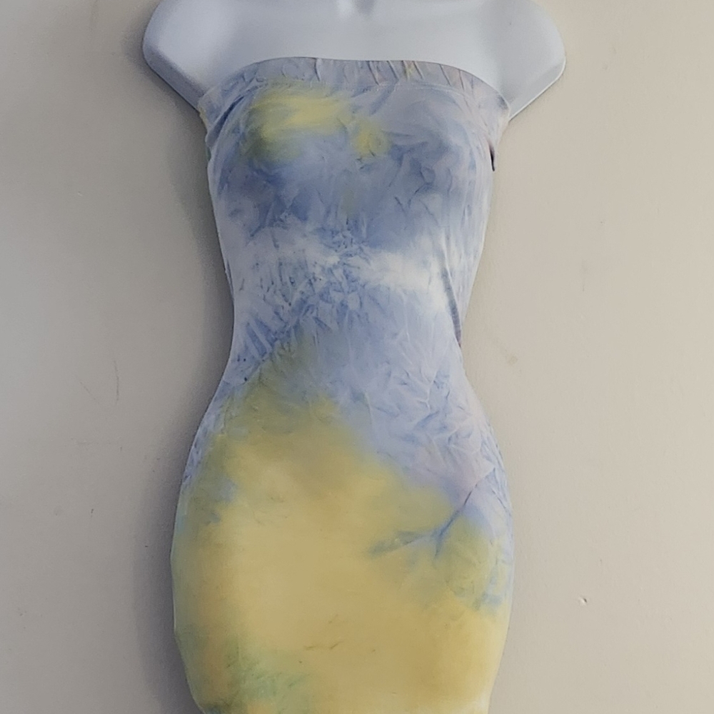Streewear Society Sleeveless Tie-Dye Bodycon Tube Dress Size L Color:Multicolor